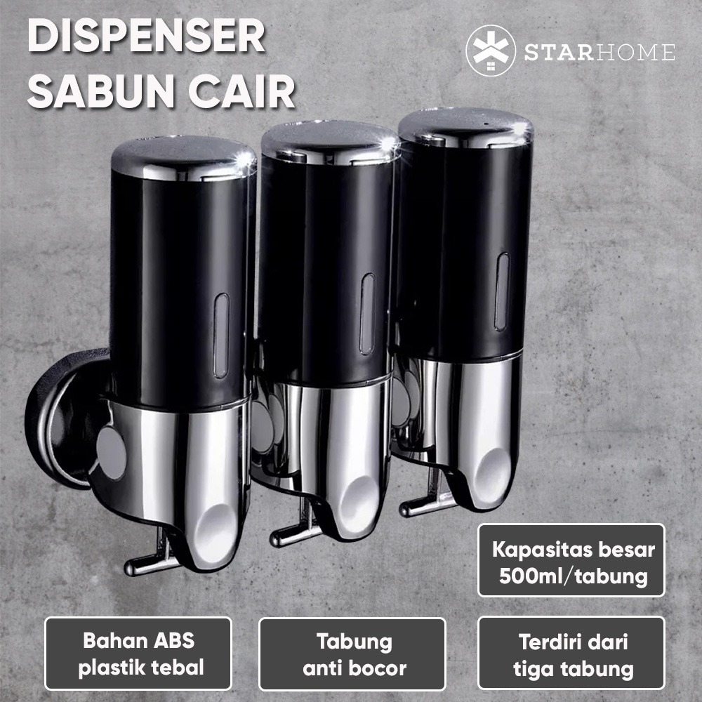 StarHome Dispenser Sabun Cair 1500 ml dapat Dikunci - Tempat Sabun Cair 3 Tabung