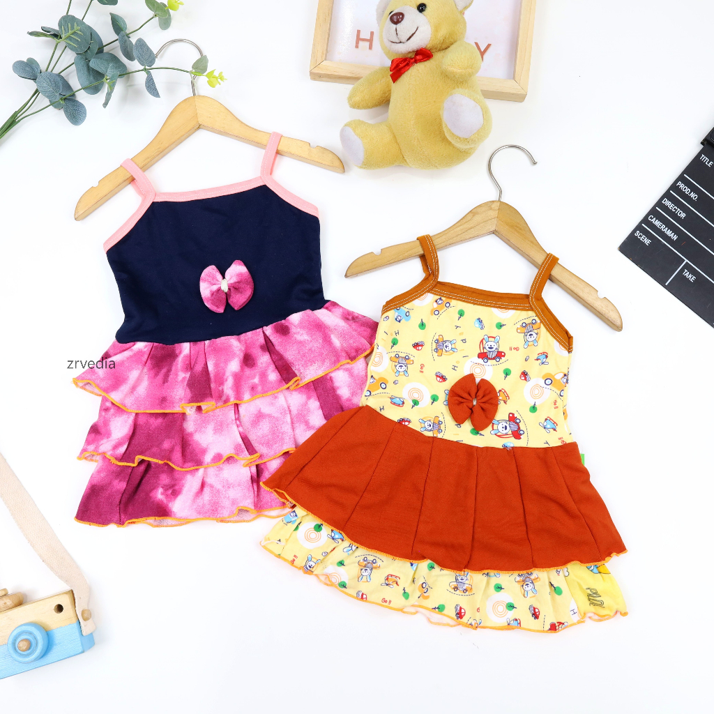 Dress Valerie uk Bayi 3-12 bulan // Anak Perempuan Murah Tanktop Baju Pesta Dres Lucu Kensi Adem
