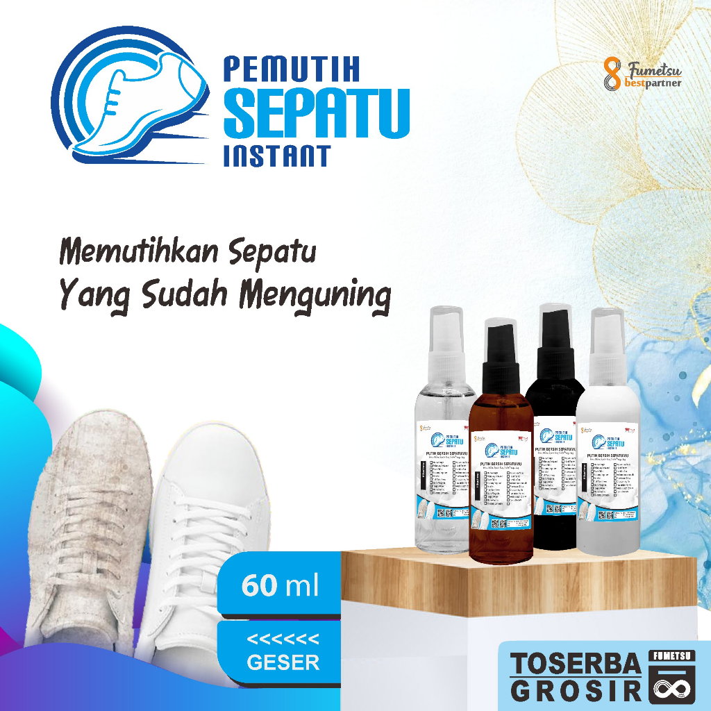 Cairan Pembersih Pemutih Sepatu Instan /Cleaner Shoes Whitening Parfum BB 60ml