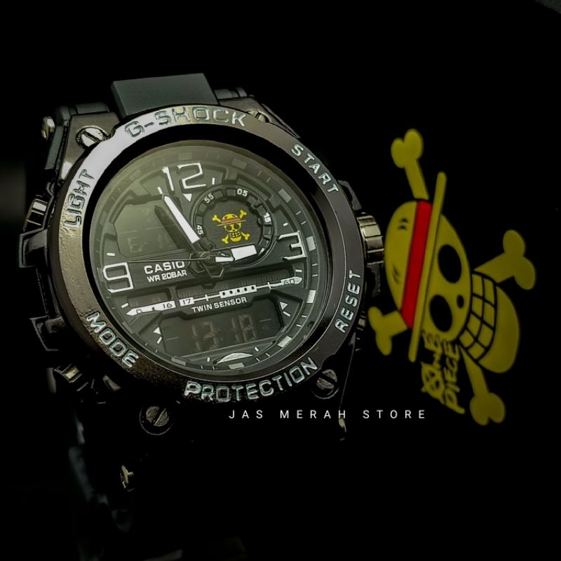 Jam Tangan Pria One Piece X G Shock GST Metal Black White