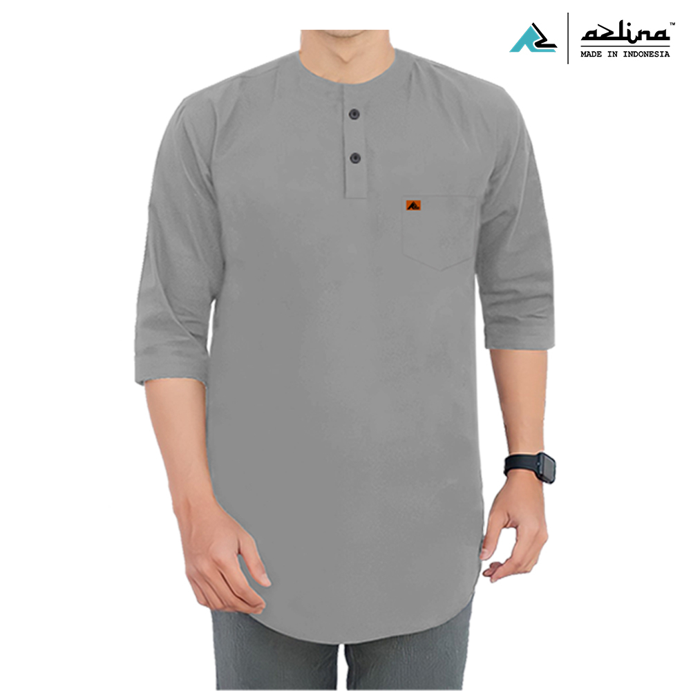 (COD) BAJU KOKO KAOS KURTA PRIA DEWASA ORIGINAL AZLINA BAHAN COTTON COMBADE 24S KEKINIAN