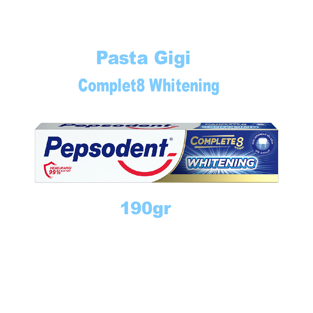 Pepsodent Complete 8 Plus Whitening Toothpaste 190gr - Pasta Gigi Dewasa