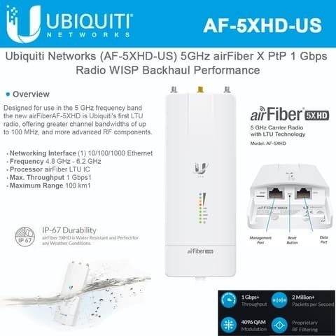 Ubiquiti AirFiber AF-5XHD AF 5XHD AF-5X HD AF 5X HD