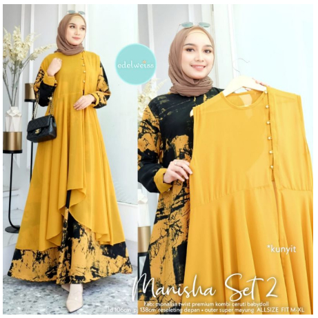 Gamis 2in1 Manisha Set || Manisha set || Gamis 2in1 || By RA BUSANA