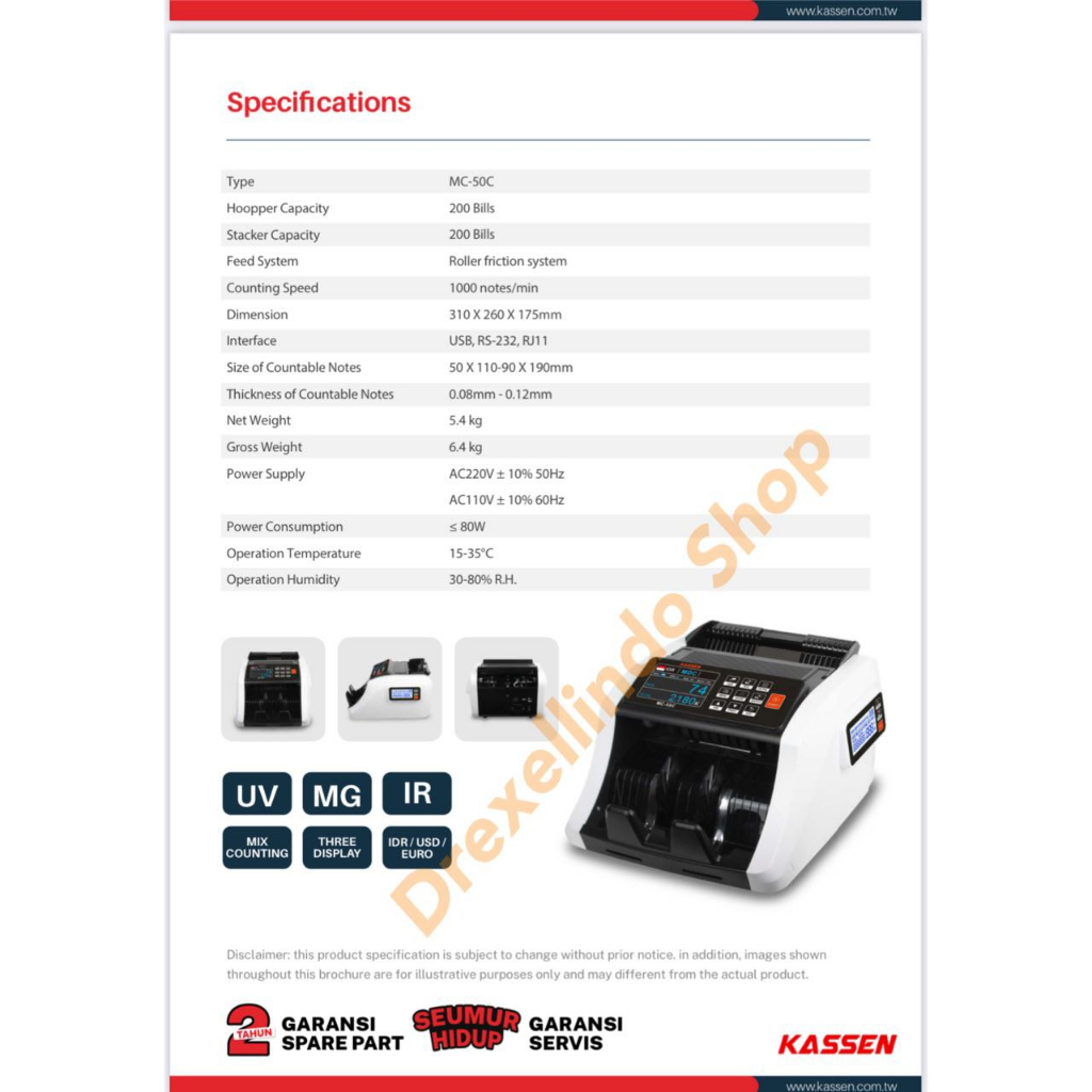 MESIN PENGHITUNG UANG KASSEN MC-50C MONEY BILL COUNTER MC50C