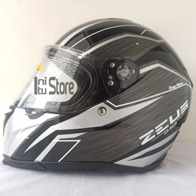 Zeus ZS822B ZS-822B Black AO21 Silver Helm Full Face ZS822 ZS-822 Free Dark Visor