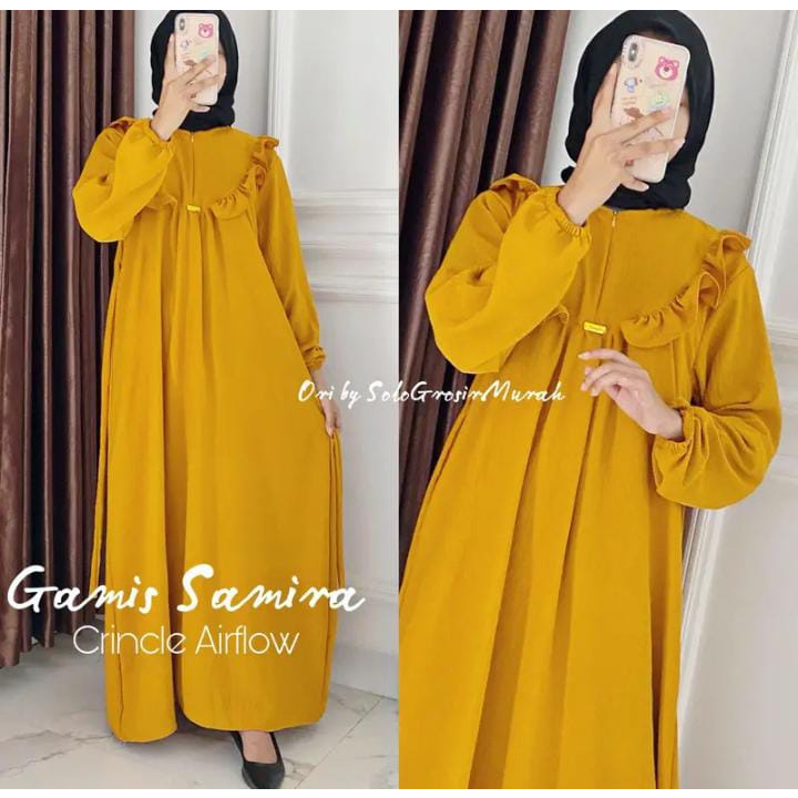 Gamis Samira Crincle Airflow Terbaru LD 110cm