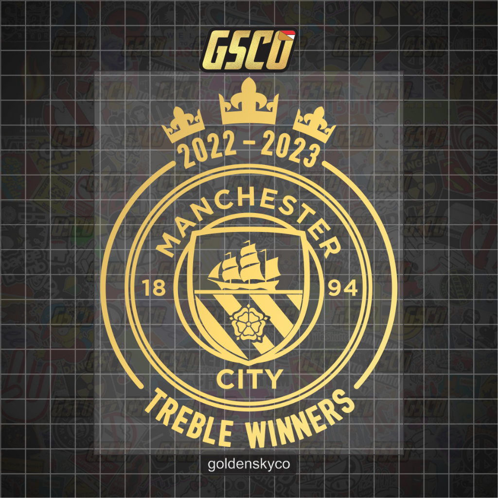 

CUTTING STICKER BOLA MANCHESTER CITY TREBLE WINNERS 2022 - 2023