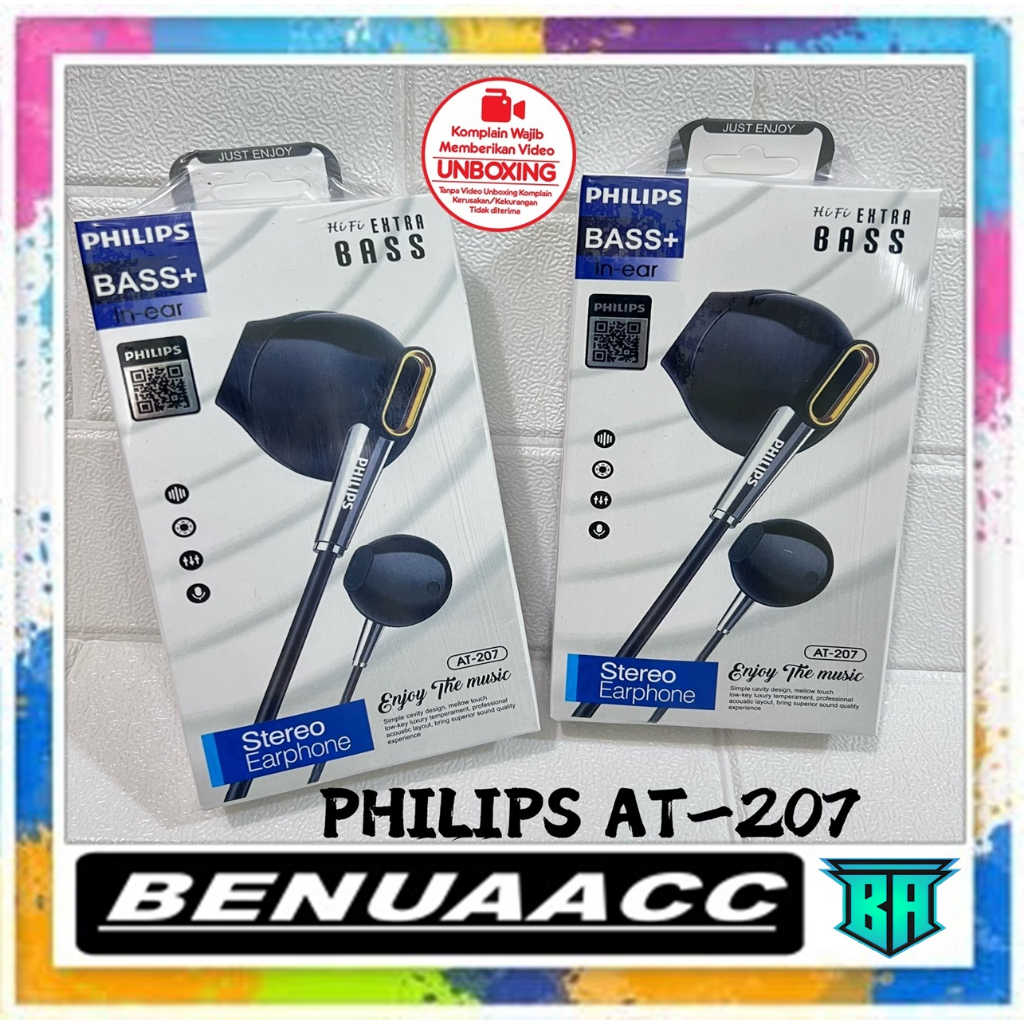 (ba) HF HEADSET PHILIPS AT-207 SUPER BASS PACKING IMPORT