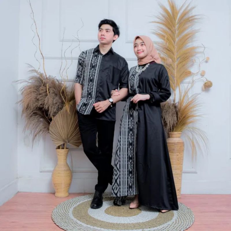 (Ready stok) Baju tenun - Gamis tenun - set couple - gamis kombinasi - kemeja kombinasi - kemeja pen