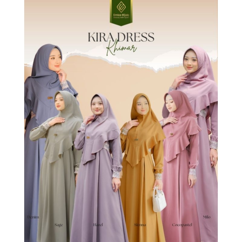kira set khimar | dress simpel |gamis renda by emka hijab|dress simpel
