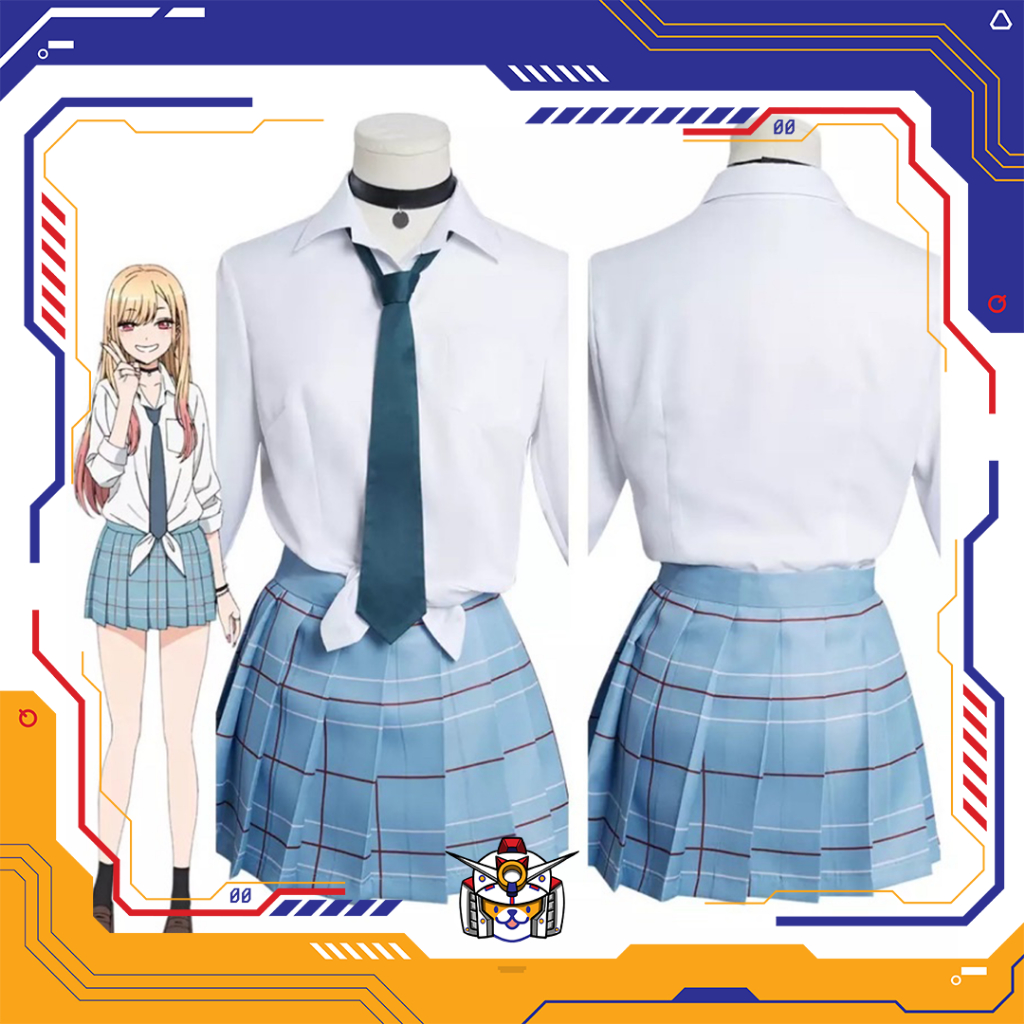 【QTakasi】Marin Kitagawa Cosplay  Costume Anime My Dress-Up Darling ( rok + dasi ) Gojo celana