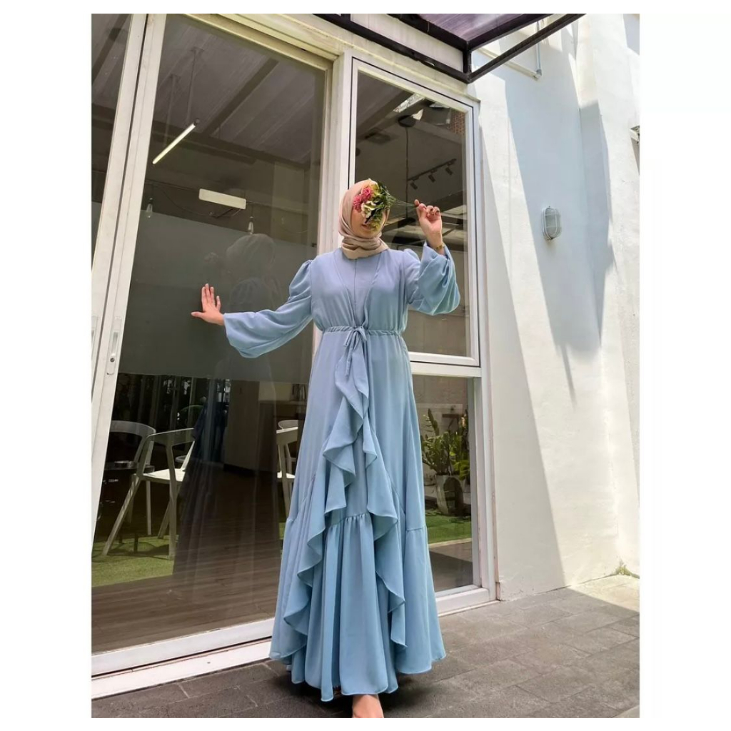 GAMIS AIRIN SET INNER DRESS + OUTER CERUTY BABYDOLL MUSLIMAH  / DRESS HARI RAYA LEBARAN KONDANGAN BRIDESMAID KEKINAN WANITA REMAJA TERBARU