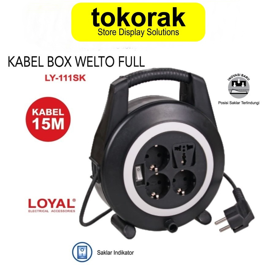 LOYAL KABEL ROLL WELTO 15M LY-111 SK COLOKAN BOX STOP KONTAK