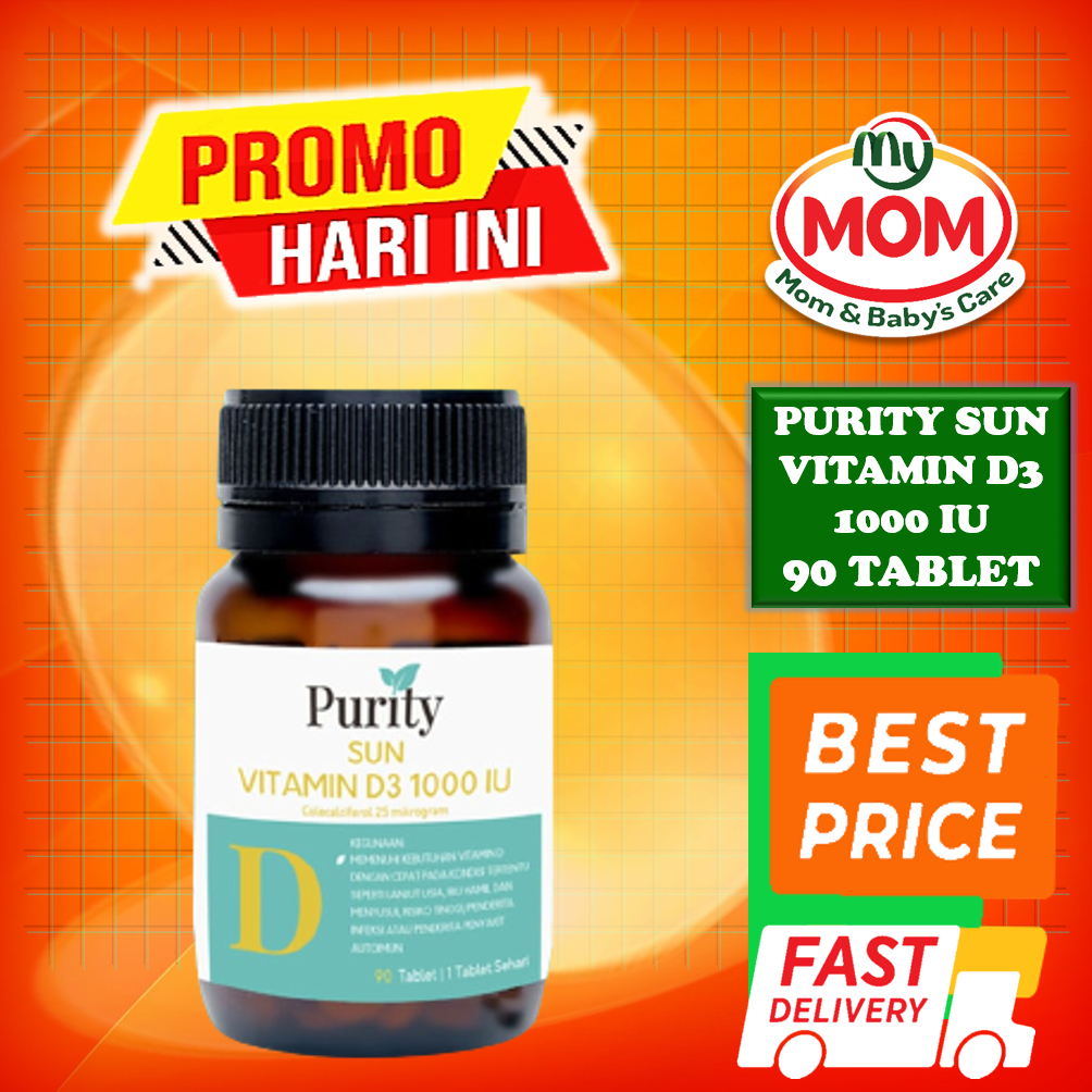 [BPOM] Purity Sun Vitamin D3 1000 IU 90 Tablet / Vitamin D3 / Vitamin daya Tahan Tubuh / Multivitamin / MYMOM