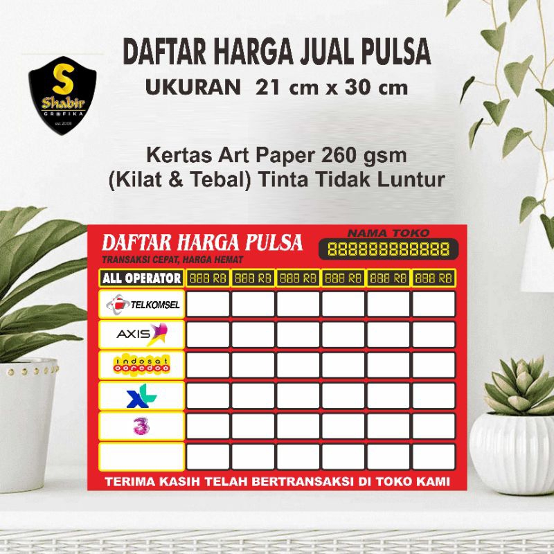 

COD DAFTAR MENU / POSTER HARGA PULSA