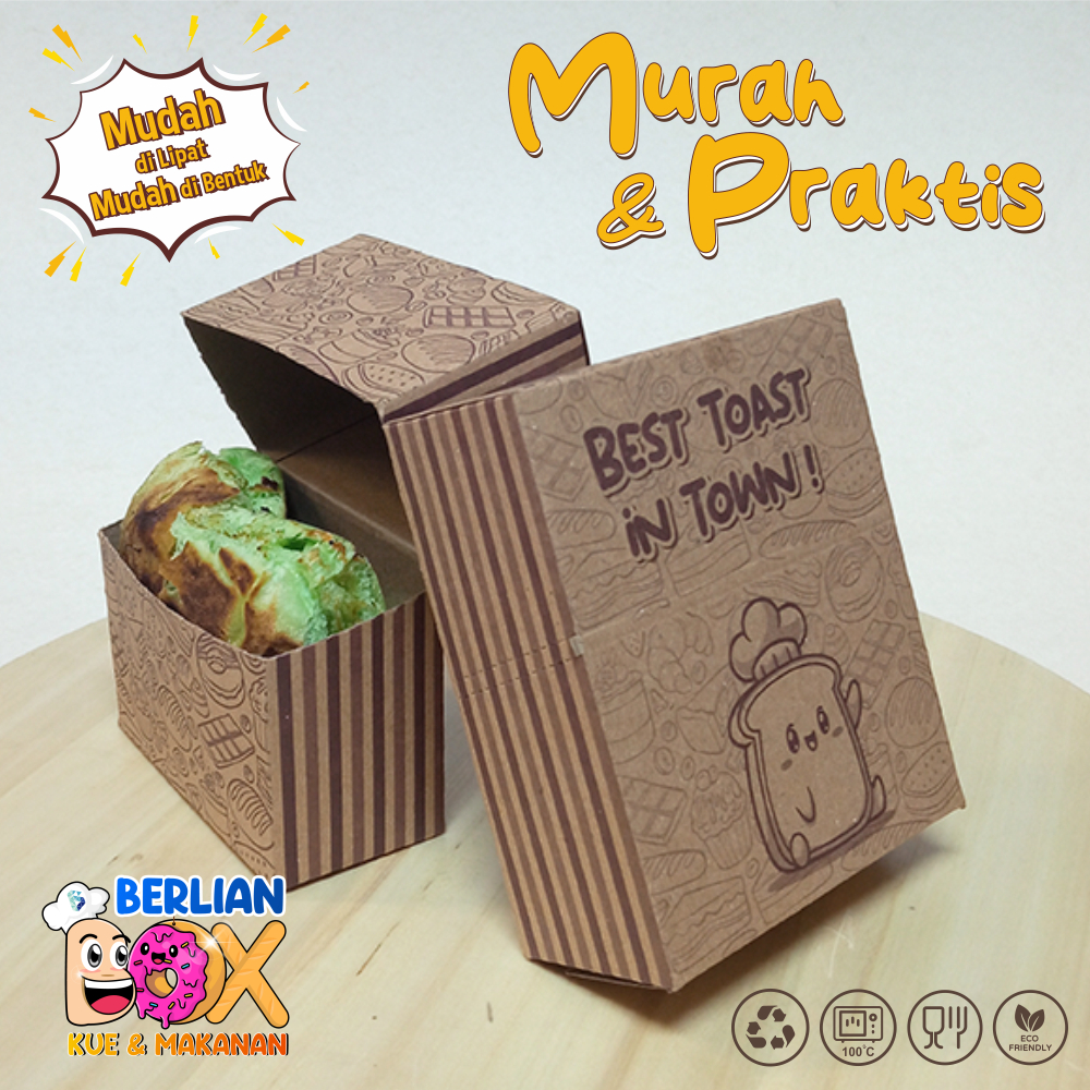 ShP3 Toast Box Motif Toast / Box Bread Take Away / Dus Roti Toast / Toast Holder Kraft
