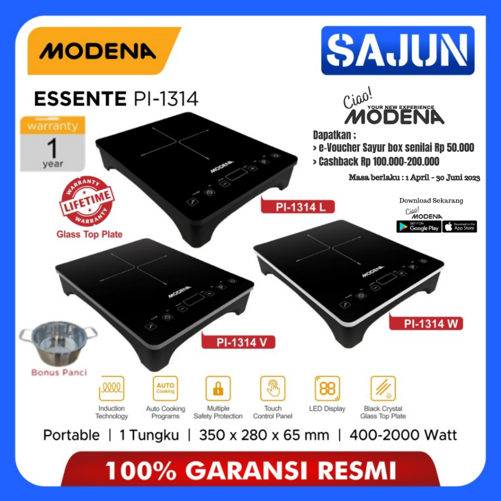 Modena ESSENTE PI 1314 Portable Induction Cooker Kompor Listrik PI1314