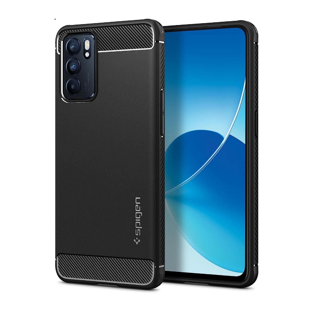 Case OPPO Reno 6 4G Black Carbon Premium Fiber