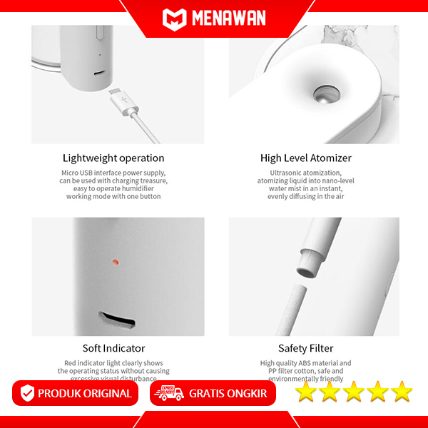 Youpin Sothing Geometry Ultrasonic Nano Air Humidifier Aroma Therapy Diffuser Pelembab Udara Mini Original