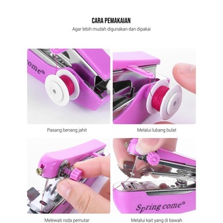 Alat Mesin Jahit Mini Tangan Manual Spring Come Mini Portable Sewing Kit Stapless Household machines