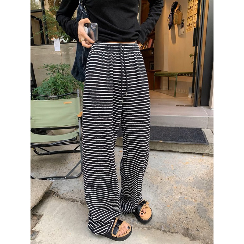 Naddean - Celana Panjang Wanita Import BKK Motif Salur Bahan Kulot Knit / Regular Cut Women Pants