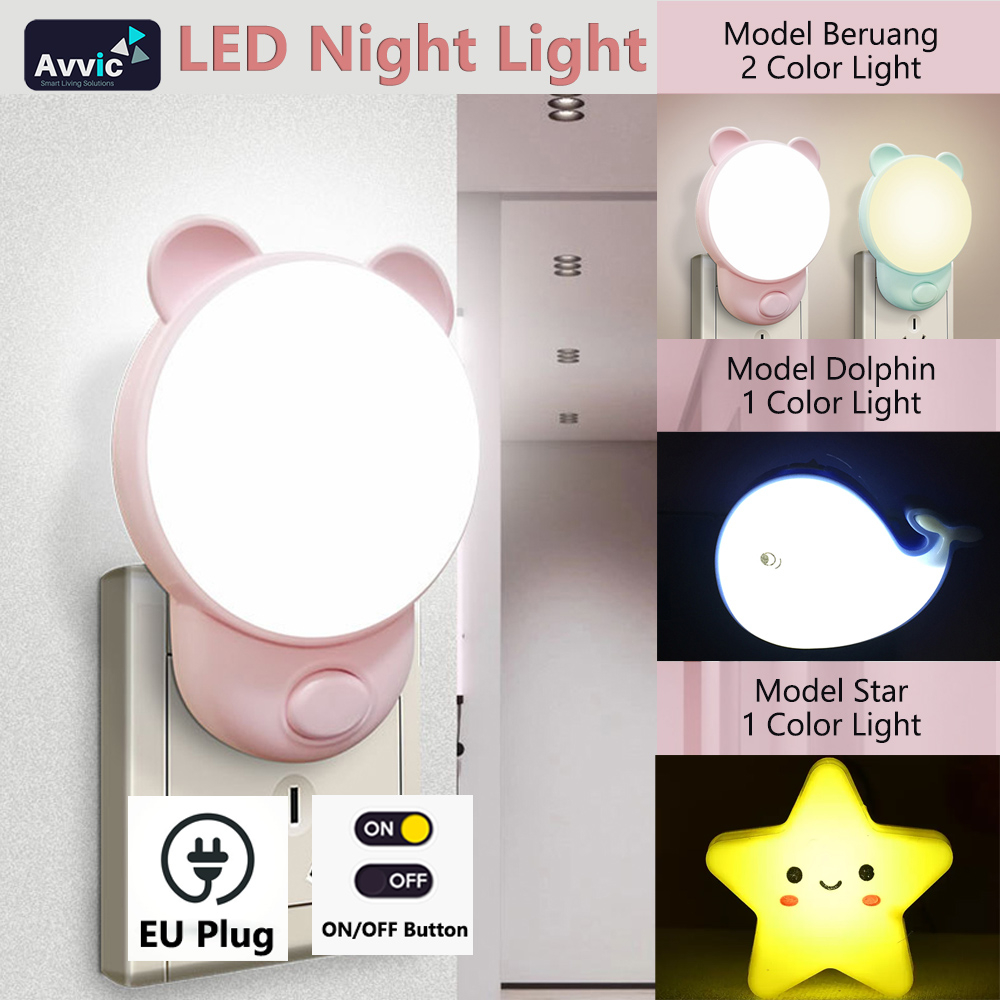 Lampu Tidur LED Night Light Lampu Malam LED 2 Warna Karakter Beruang