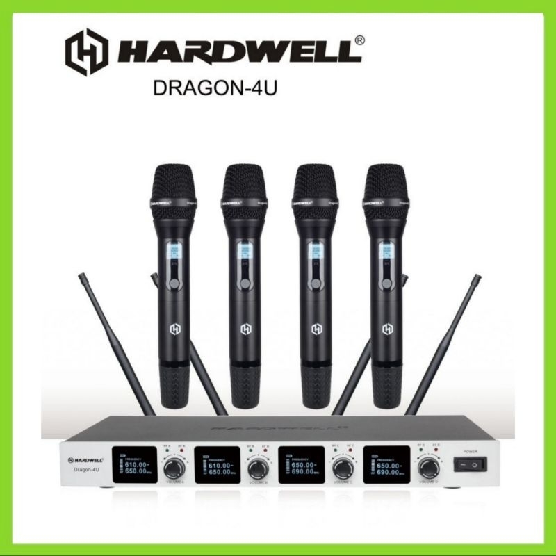 4 Microphone Wireless HARD WELL DRAGON 4 U, Karaoke, Mc, Pidato..!!!