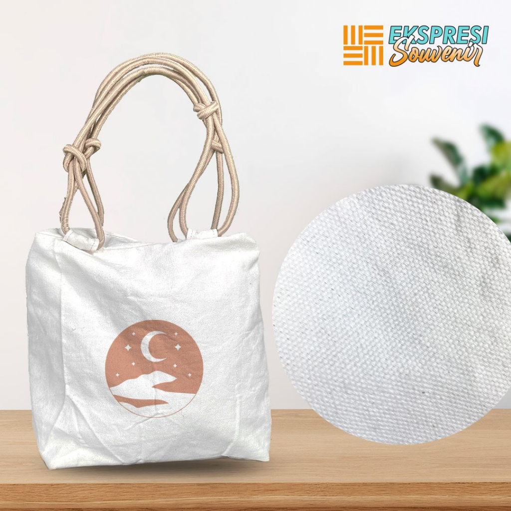 Tas Wanita Totebag Kanvas Blacu Tali Sumbu Custom Tas Serbaguna Travel Bag Souvenir