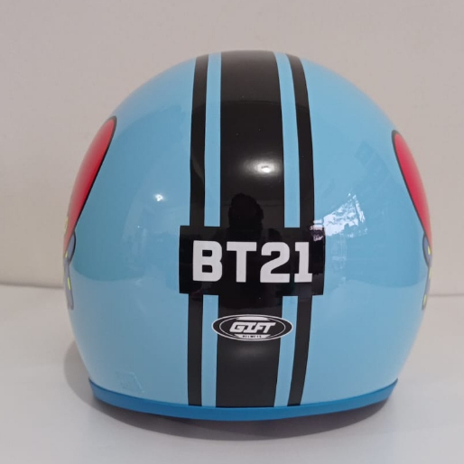 Helm anak Motif BTS BT21 K-POP Helm Anak SNI Free Kaca Datar Hitam