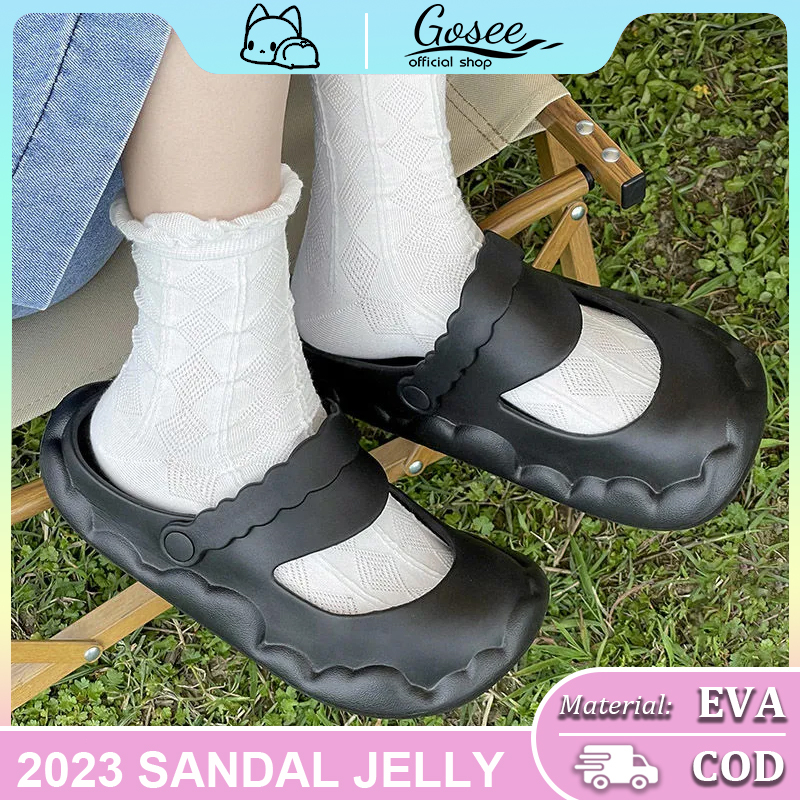 Sandal Mary Jane Wanita Jelly Import EVA Sendal Wanita Lucu Korea Karakter Sandal Jelly Wanita Murah Anti Slip