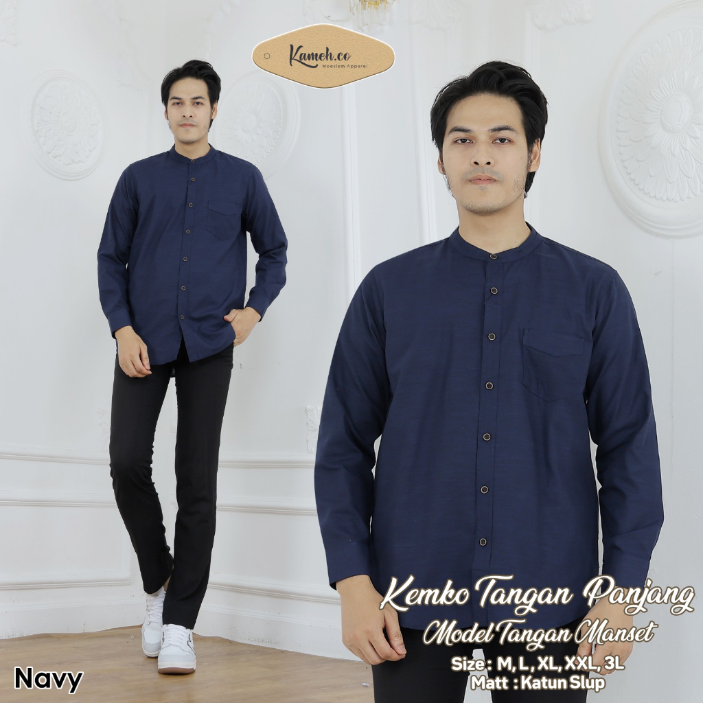 Kemko Kameh Tangan Panjang Navy Pria Dewasa