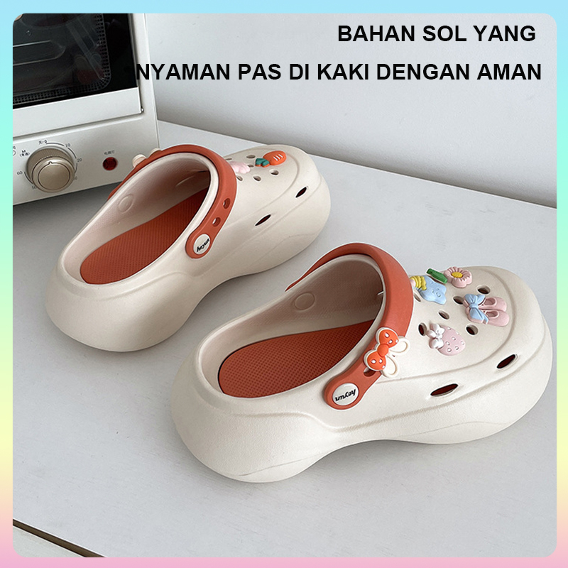 Sandal Jelly Wanita Baim Wedges Import Lucu Sendal Baim Tinggi 2023 Kesehatan EVA Sandal Kodok Crocs Original Murah