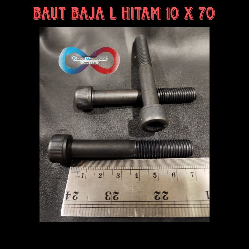 Baut L Baja 10x70 mm / Baut L Hitam