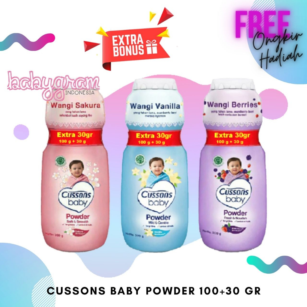 Cussons Baby Powder EKSTRA Bedak Bayi Bedak Tabur Bayi 100 gr + 30 gram Extra