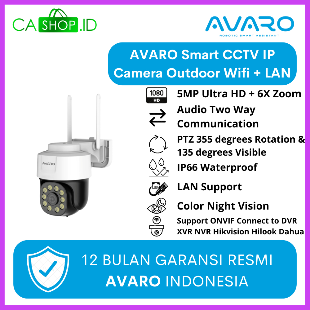 Avaro Smart CCTV WIFI IP Camera Audio Apps LAN ONVIF DVR NVR Hikvision New Original Garansi Resmi