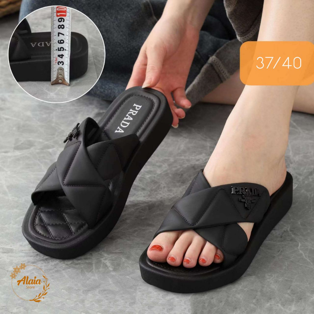 Sandal Wanita Tali Silang Model Kekinian Tebal 3.5 CM Korean Style Bahan Karet Eva Ringan - 2203