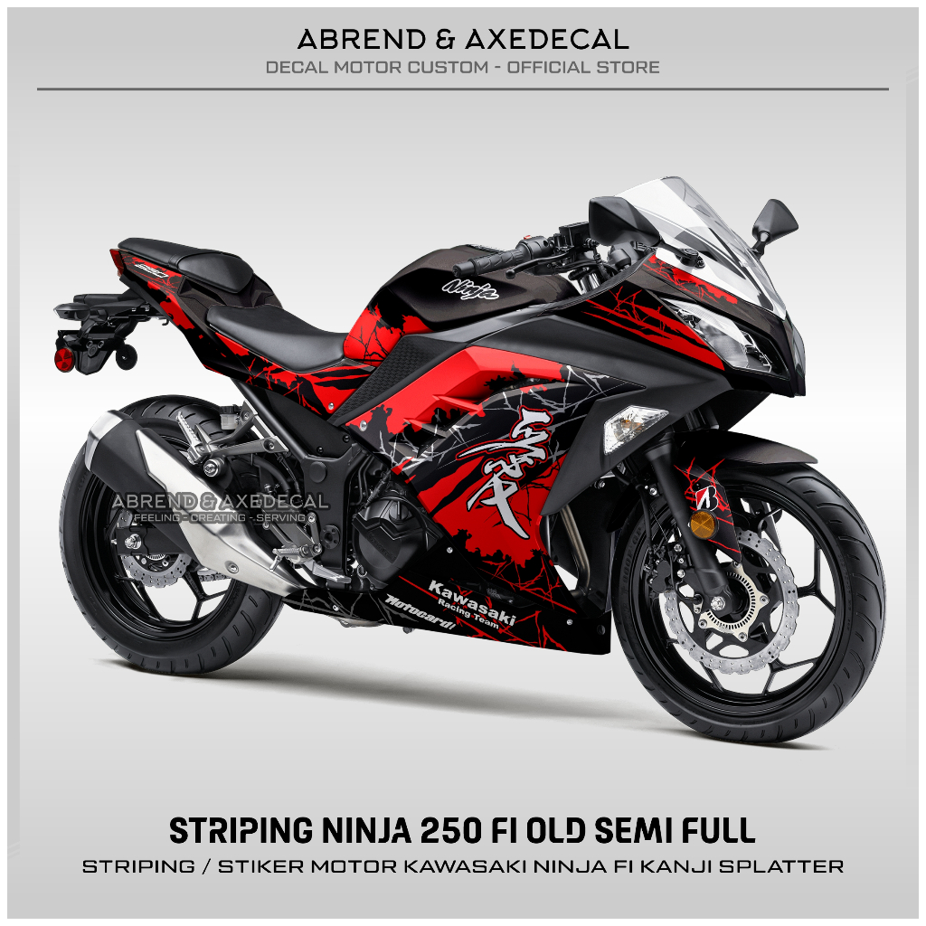 DECAL SEMIFULL NINJA 250 FI KANJI SPLATTER / STIKER MOTOR KAWASAKI NINJA 250 FI OLD / STOCK DECALS