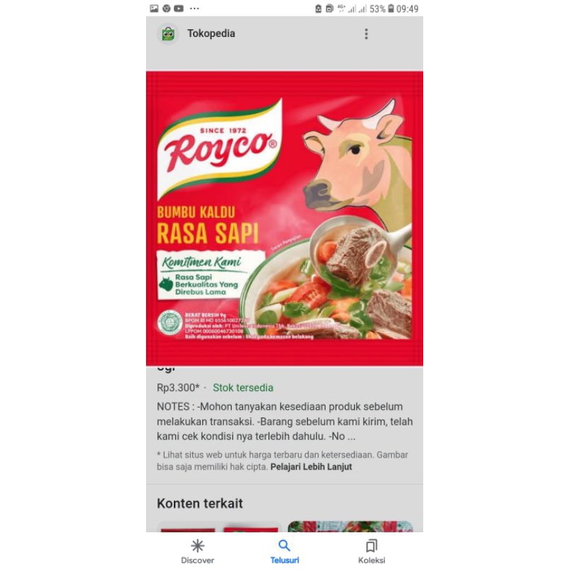 

royco rasa kaldu sapi 8g 1renceng