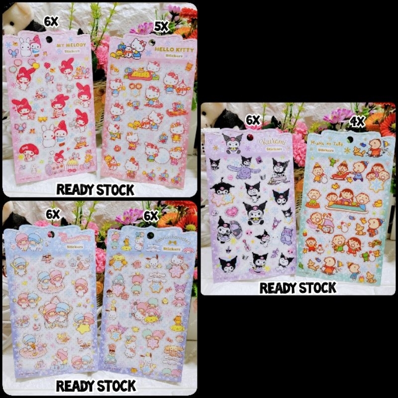 

Stickers Stiker Sanrio Karakter Hello Kitty, My Melody, Little Twin Stars, Kuromi, Minna No Tabo