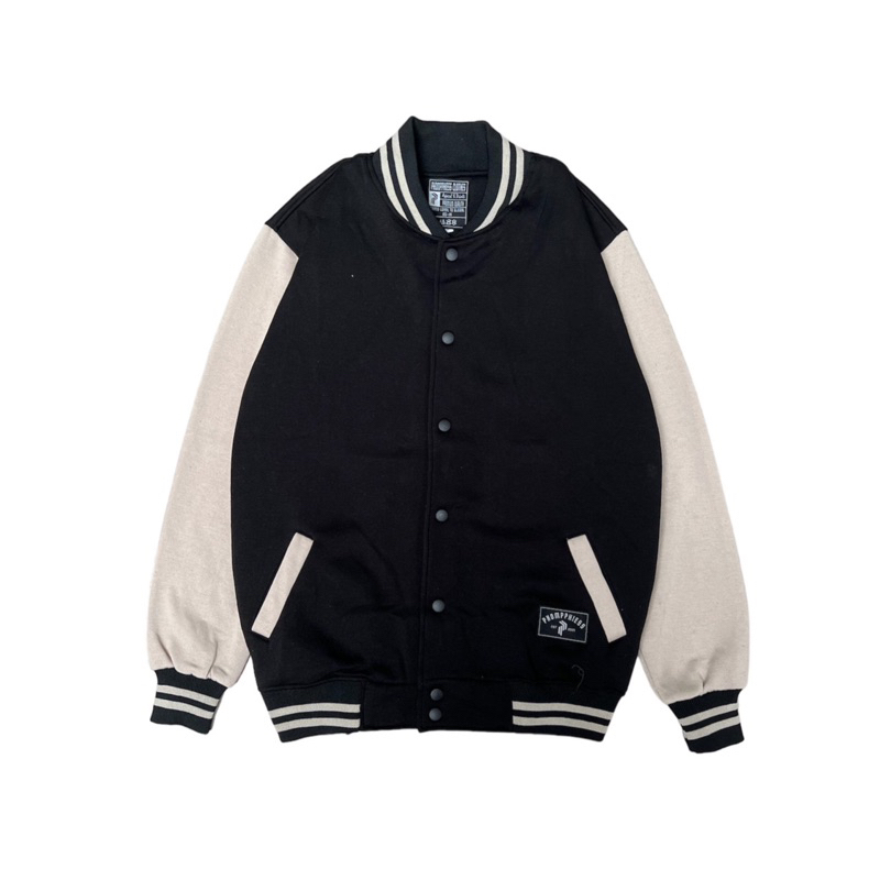 PHOMPPHIESS Baseball Polos Jaket Baseball Polos Varsity Polos Pria Wanita dengan Bahan Nyaman Polos 