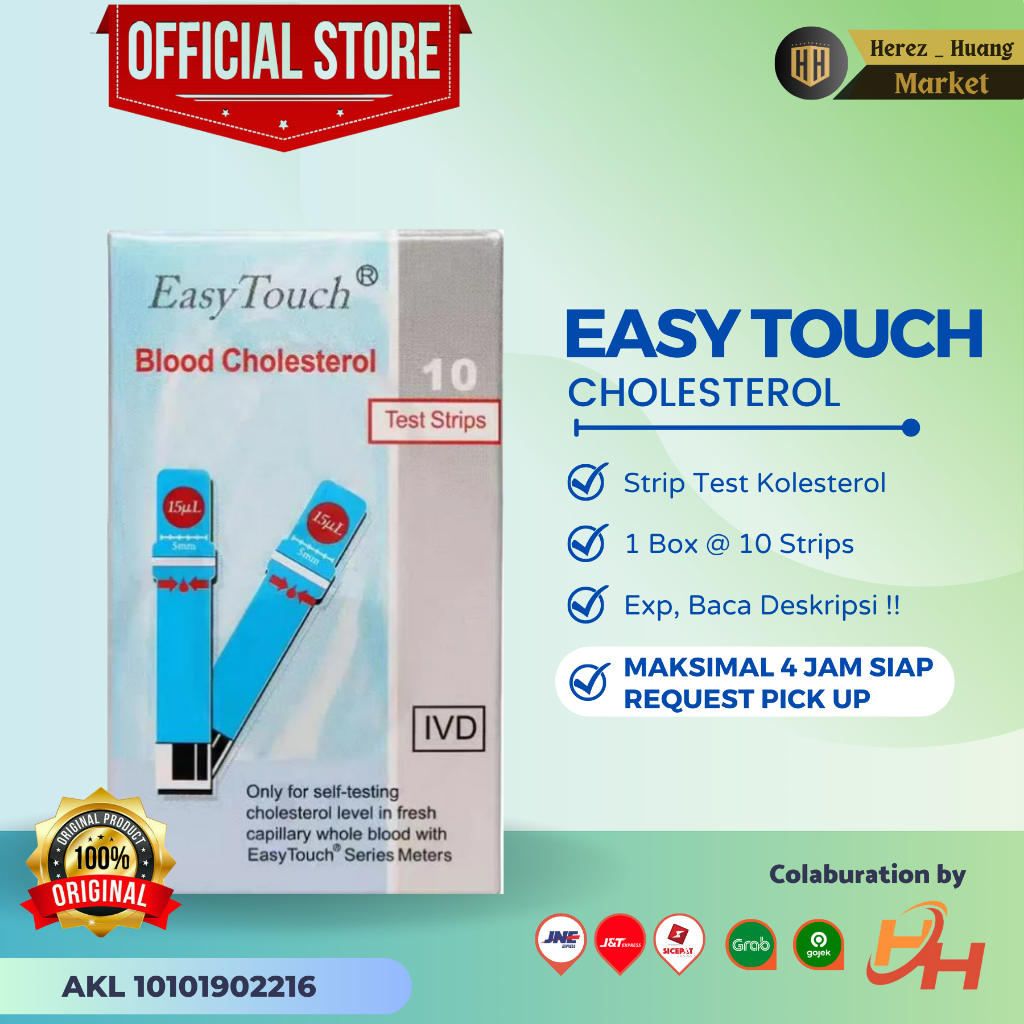 EASY TOUCH CHOLESTEROL Strip Test Kolestrol Easytouch Isi  Family 10 Strips