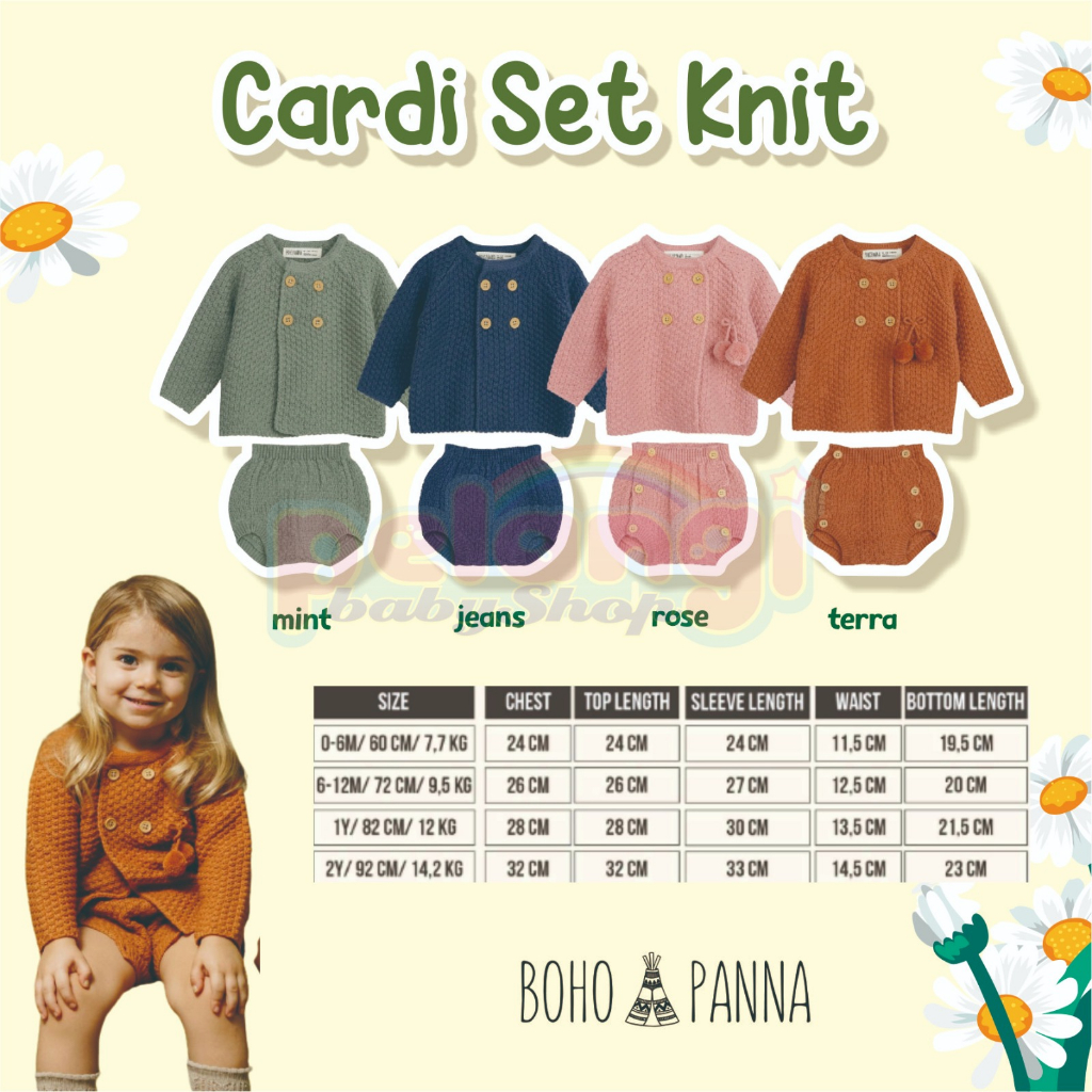 BOHOPANNA | BOHO | BOHO PANNA CARDI SET KNIT CARDIGAN RAJUT BAYI ANAK UNISEX USIA 0-2 TAHUN