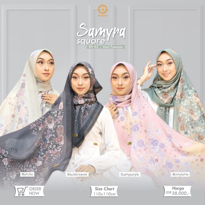 Hijab Segiempat Voal Motif Premium by Zyza Raudhah