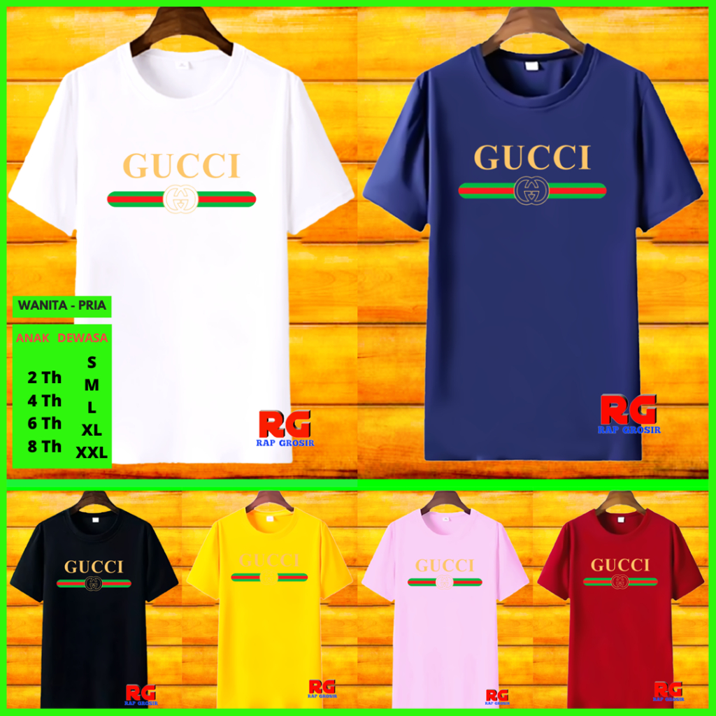 Baju Kaos Gucci - Baju Kaos Wanita Pria - Baju Atasan Wanita Terbaru - Kaos Distro Pria Cowok - T-sh