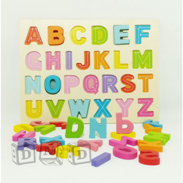 

Dijual Mainan Edukasi Anak - Puzzle Kayu Chunky Huruf Besar Garis Abjad Murah