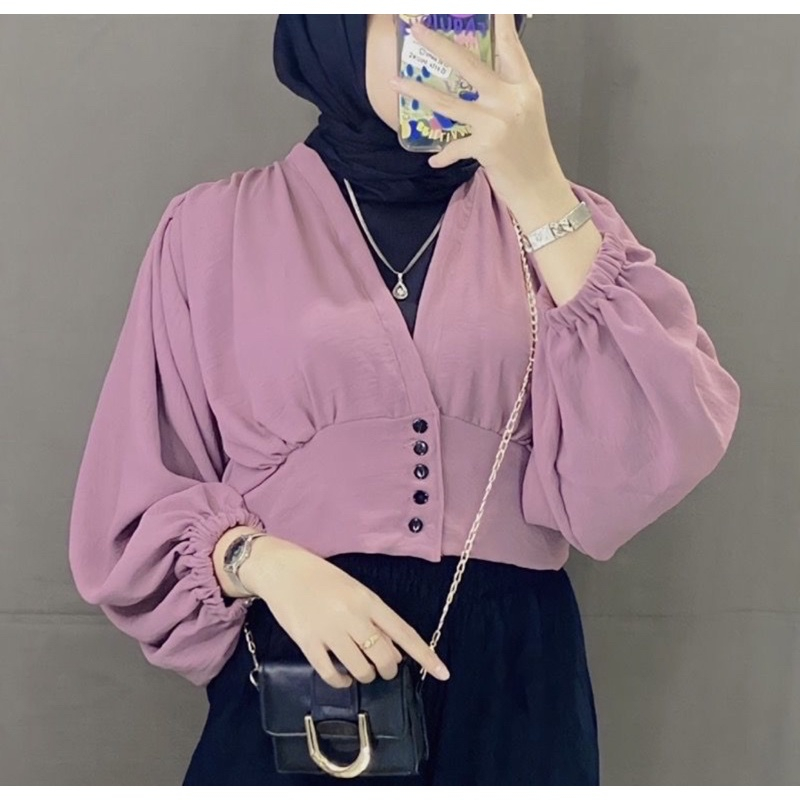 Blouse Semi Outer Top Crop / MAURIN TOP BLOUSE // BIANCA SEMI OUTER CRINCLE