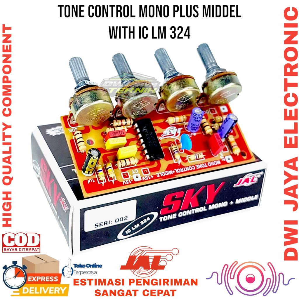 KIT SKY TONE CONTROL MONO + MIDDLE IC LM324 tone mono middle sky