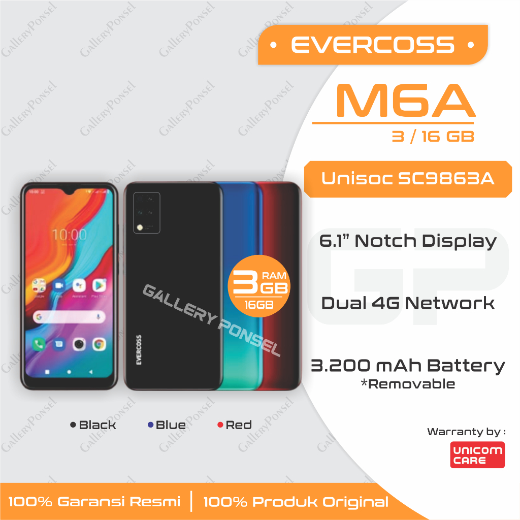 Evercoss M6A 3/16 GB - Garansi Resmi