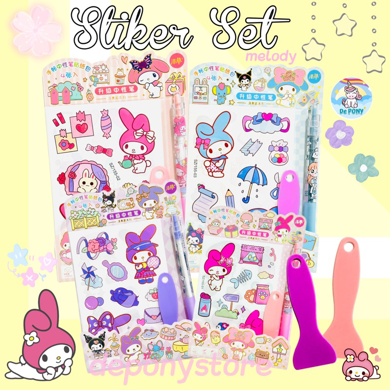 Stiker Set Melody Sanrio Spatula dan Pulpen Premium Quality